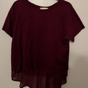 Anthropologie burgundy short sleeve